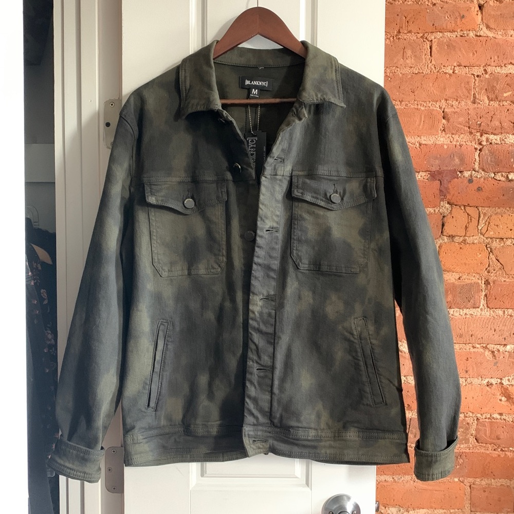 BLANK NYC Unisex Green/Black Tie Dye Demin Jacket